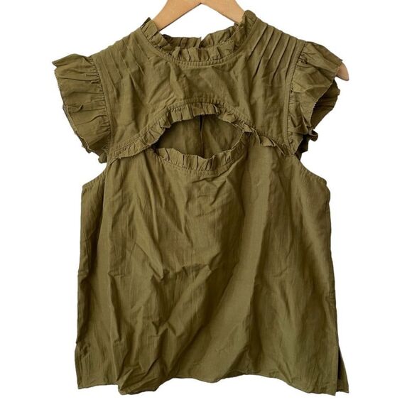 Cami NYC Cut Out Cotton Top in Olive Green - Picture 1 of 3